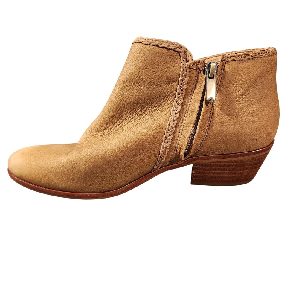 Sam Edelman Boots Womens Size 7.5 Tan Leather Ankle Booties Tassel Fringe Paige